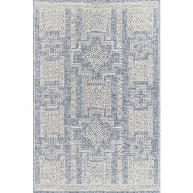 Momeni Contemporary Indoor/Outdoor Hampton Bay Rug in Blue, 5'3" x 7' For Sale - Image 10 of 10