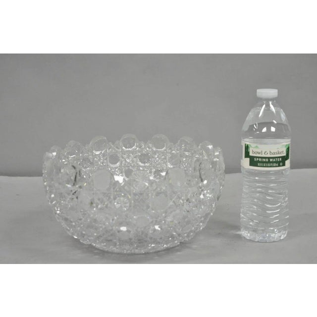 Antique Brilliant Cut Glass Victorian Saw Tooth Heavy 10" Candy Fruit Bowl. Circa Early 20th Century. Measurements: 5" H x...