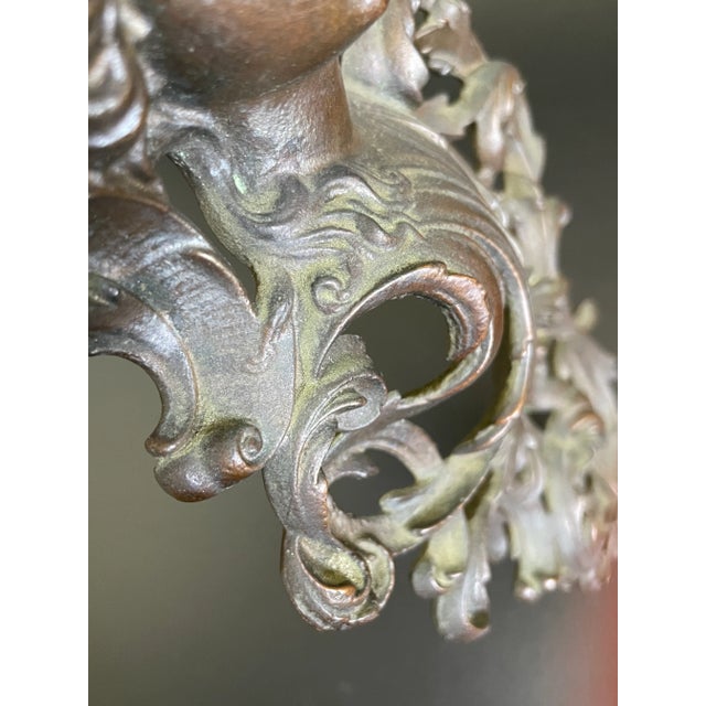 Antique Bronze French Lady Sculptural Wall Match Holder For Sale - Image 11 of 12