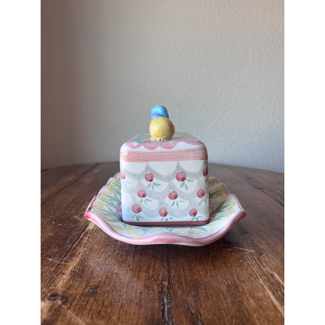 Ceramic Vintage 1990 Mackenzie Childs Victoria and Richard Butter Dish For Sale - Image 7 of 11