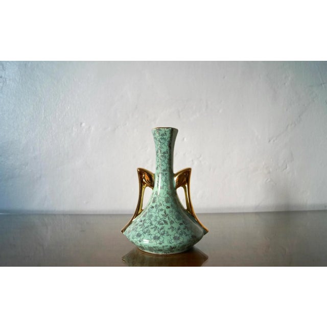 Vintage Hollywood Regency small vase for sale. From the 1950's, and in excellent condition. Made of ceramic with 22k gold....