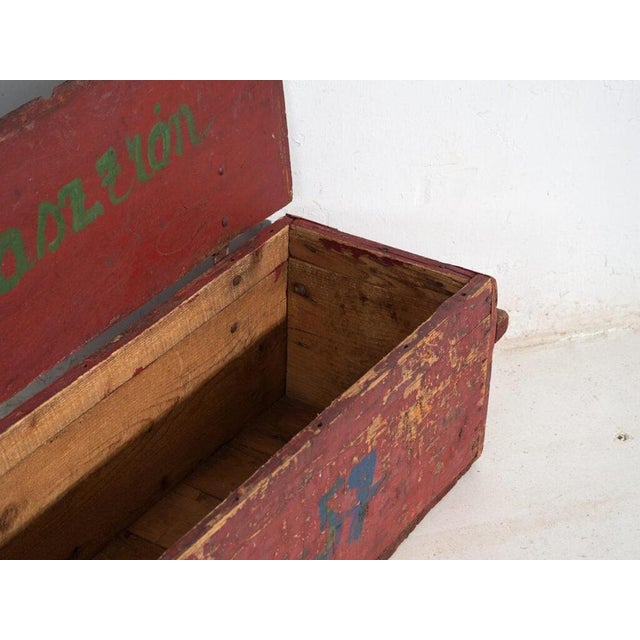 Antique Rustic Red-Painted Trunk, Central Europe, 1880 For Sale - Image 6 of 11