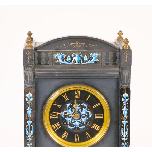 Tiffany & Co. French Black Slate / Enamel Striking Mantel Clock, Circa 1880–1890 For Sale - Image 4 of 18