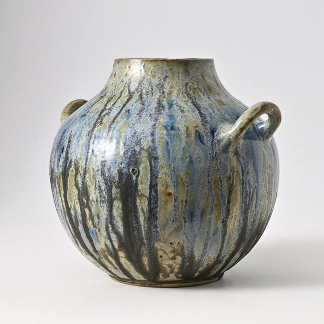 Blue Drip Glaze Stoneware Vase from Roger Guerin, 1930s For Sale - Image 6 of 13
