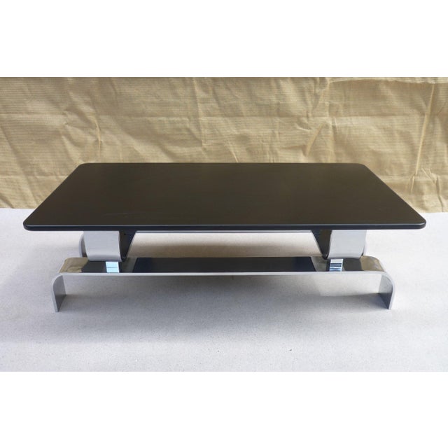 Modern Coffee Table in Wood and Steel, 1970s For Sale - Image 3 of 8