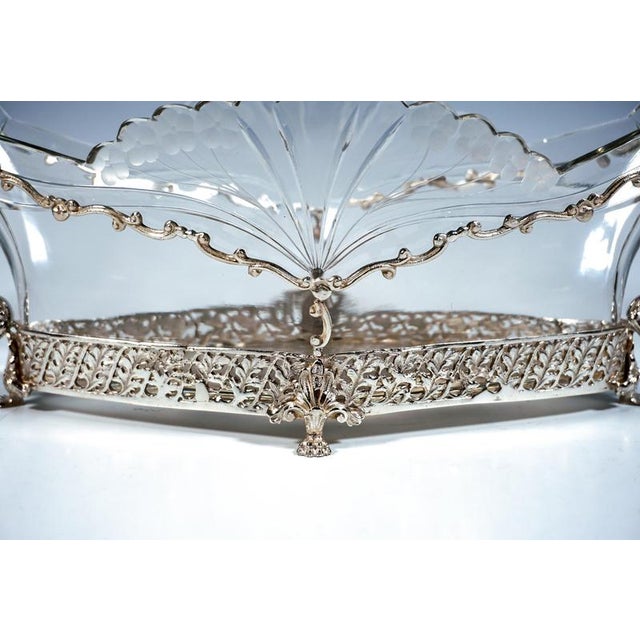 Delicate Silver Jardiniere with Cut Glass Liner, Greece, 1970 For Sale - Image 4 of 8