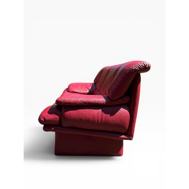 Postmodern 1980s Postmodern Red Leather Sofa in the Style of Nicoletti Salotti For Sale - Image 3 of 8