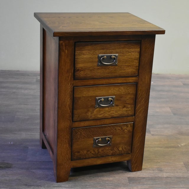 Mission Mission Quarter Sawn Oak 3-Drawer Nightstand in Walnut For Sale - Image 3 of 7