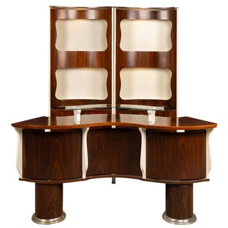 20th Century Italian Standing Dry Bar in Hardwood & Cream Laminate, 1970 For Sale