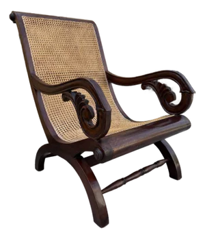 Vintage British Colonial Caned Plantation Chair