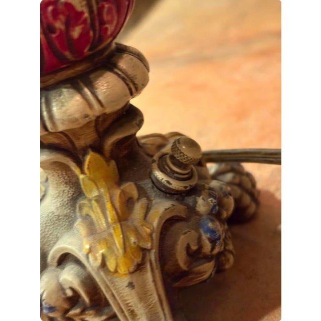 Antique Painted Cast Iron Table Lamps by Roberts Set of 2 For Sale In Seattle - Image 6 of 13