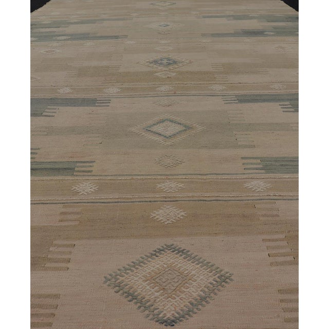 Vintage Turkish Kilim Rug With Earthy Tones and Geometric Patterns 6'0" X10'10" For Sale - Image 9 of 11