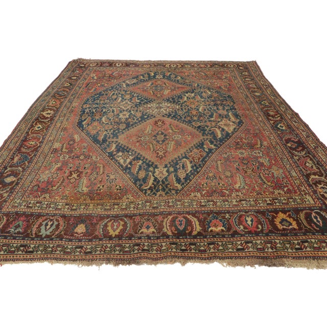 Tribal Antique Persian Qashqai Rug For Sale - Image 3 of 9