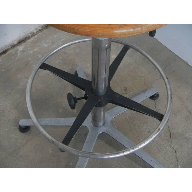 Vintage Italian Aluminum, Beech, and Steel Stool, 1970s For Sale - Image 6 of 8