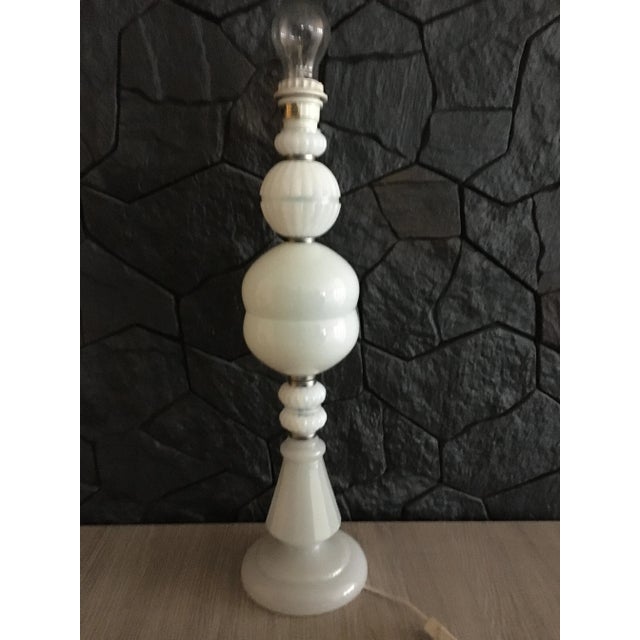 1970s Large White Glass Table Lamp, 1970s For Sale - Image 5 of 18