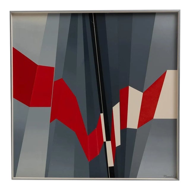 20th Century Belgian Artwork With Metal Frame By Rene Berdal For Sale