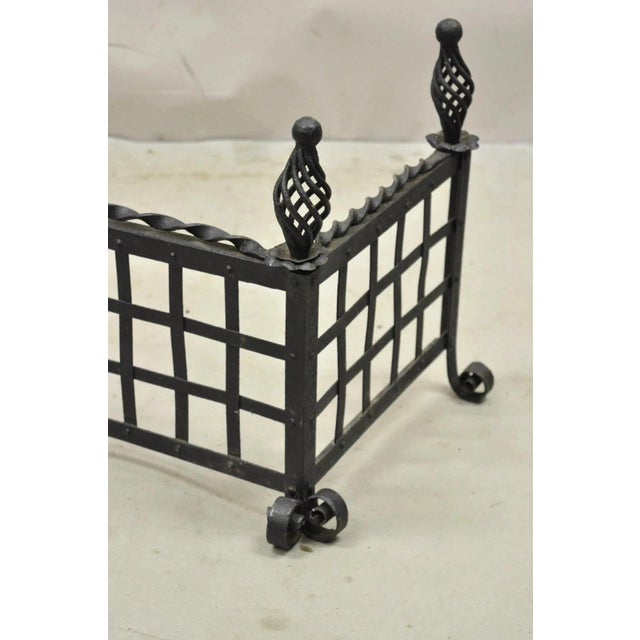 Antique Gothic Wrought Iron Spiral Twist 56" Fireplace Mantel Fender Surround For Sale - Image 4 of 10