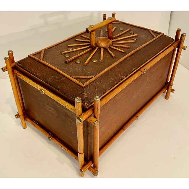 British Colonial Style Wood & Bamboo Box From 60's For Sale - Image 12 of 12