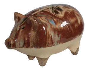 19th Century Marbleized Stone Ware Piggy Bank