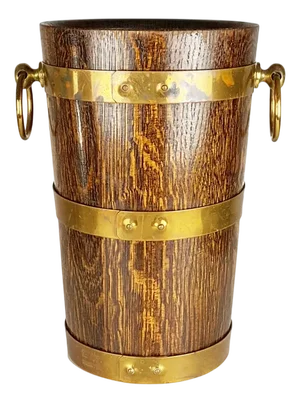 French Oak, Aluminum and Brass Ice Bucket from Geraud Lafitte Ouvrier, 1950s