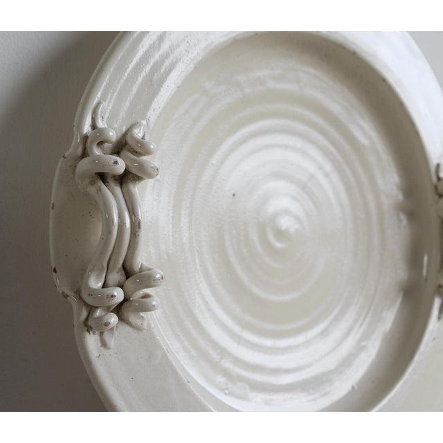 Ceramic Large Vintage Italian White Glazed Majolica Pottery Charger/Platter, Mid 20th Century For Sale - Image 7 of 12
