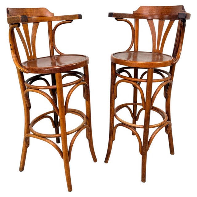 Bentwood Bar Stool with Armrest, 1940s For Sale - Image 14 of 14