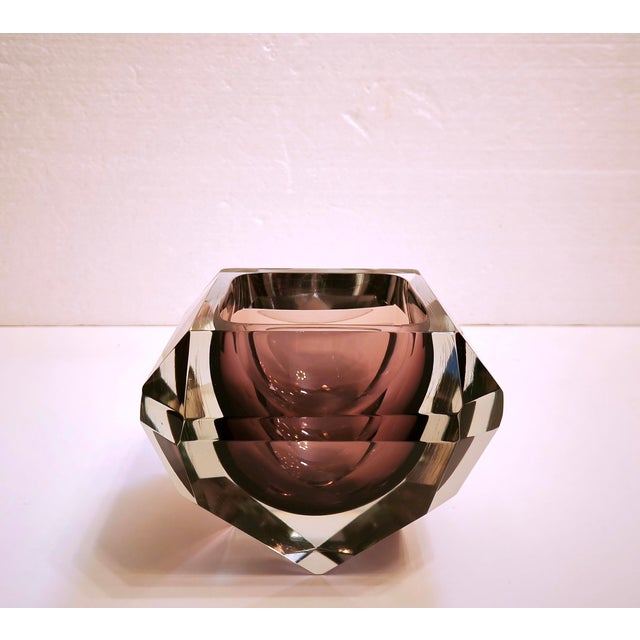Vintage Murano Sommerso Diamond Bowl attributed to Alessandro Mandruzzato, Italy, 1970s For Sale - Image 4 of 18