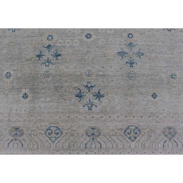 Modern All-Over Floral Oushak With Light Gray Background and Neutral Colors For Sale - Image 9 of 12