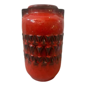 1970s Fat Lava Red and Black Ceramic German Vase