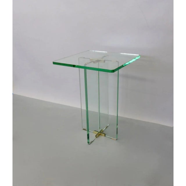 Architecturally Styled Green Edge Glass Side Table Attributed to Fontana Arte For Sale - Image 11 of 13
