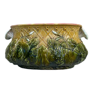 Large French Majolica Morning Glory Jardinière, Circa 1880
