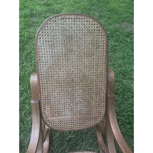Vintage Bentwood Cane Rocking Chair – Thonet Style For Sale - Image 9 of 9