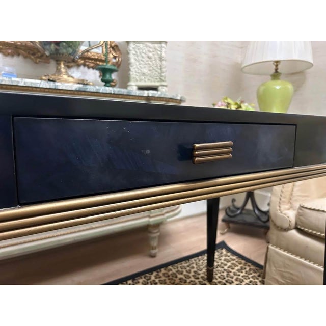 Contemporary Kallista Blue Writing Desk by Currey & Company For Sale - Image 3 of 10