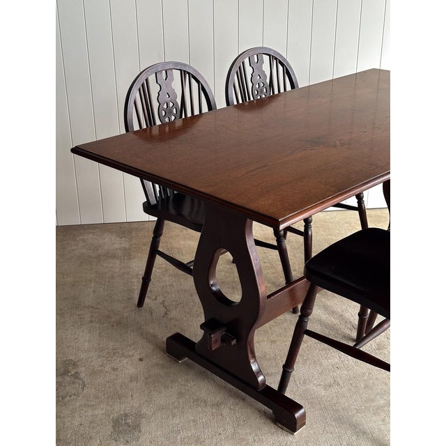 Vintage Old World Refectory Oak Trestle Dining Table For Sale - Image 16 of 17