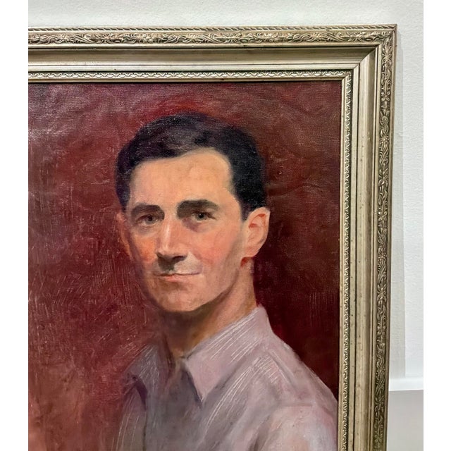 Stunning Self Portrait of Lionel Heckman Painting, oil on canvas, carved silver frame, circa 1940’s