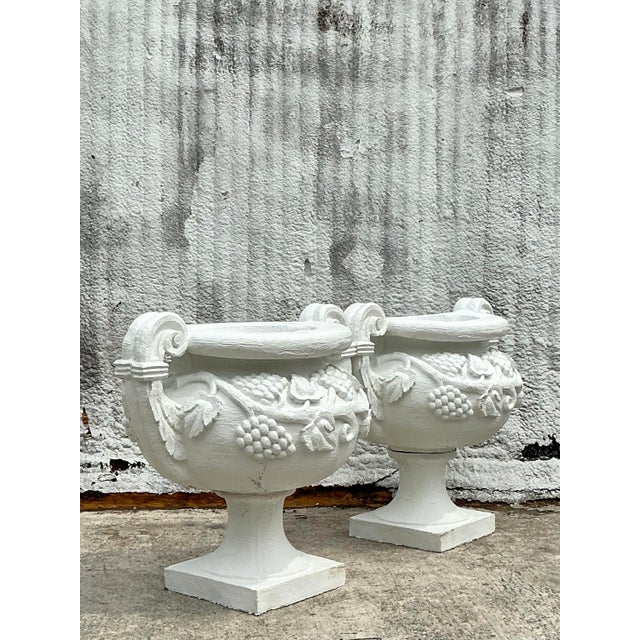 Sculpture Materials Vintage Regency Monumental Cast Concrete Urns - A Pair For Sale - Image 7 of 8