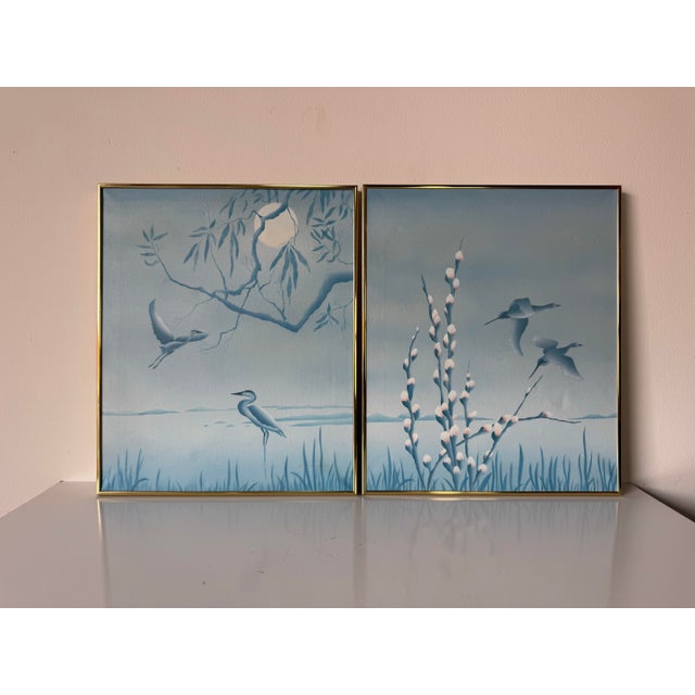 1980’s Vintage Tropical Night Life Oil on Canvas Paintings – A Pair – Signed For Sale - Image 4 of 12