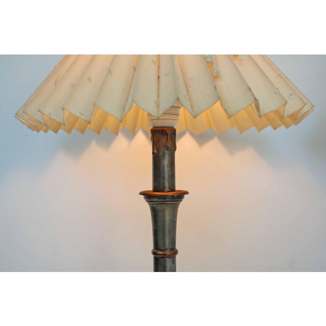 French Country Table Lamps with Pleated Shades, France, 1980s, Set of 2 For Sale - Image 4 of 11