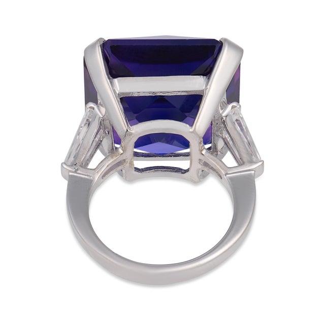 Contemporary 36.10 Carat Amethyst Diamond 14k White Gold Ring, Size 5.75 For Sale In Los Angeles - Image 6 of 6
