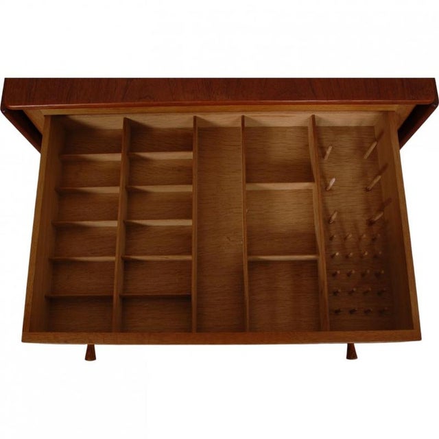 Brown Sewing Table with Wheels of Teak and Oak by Hans Wegner, 1980s For Sale - Image 8 of 18