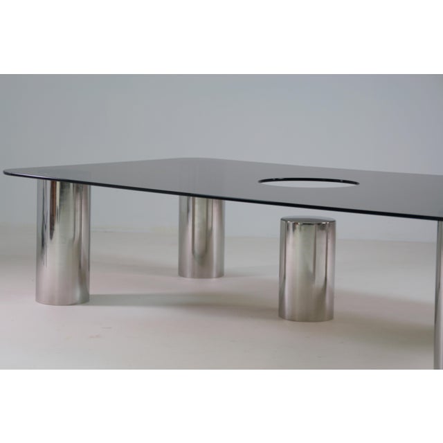 Large Coffee Table in Chrome Metal and Smoked Glass, 1970 For Sale - Image 12 of 18