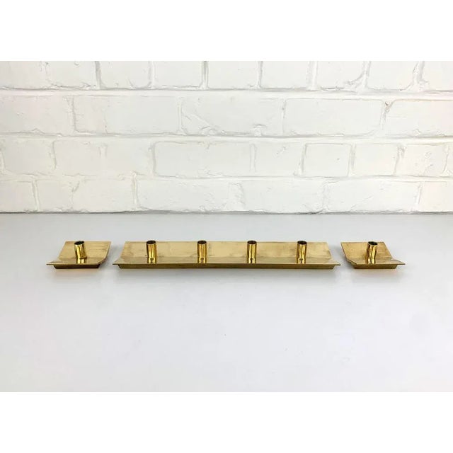1970s Scandinavian Candleholders in Brass by Pierre Forsell for Skultuna, 1960s, Set of 3 For Sale - Image 5 of 13
