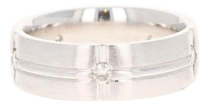 0.30 Carat Ladies Diamond Band 14 Karat White Gold Brushed Finish, Size 7