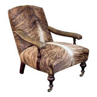 George Smith Style Edwardian Cowhide Chair For Sale