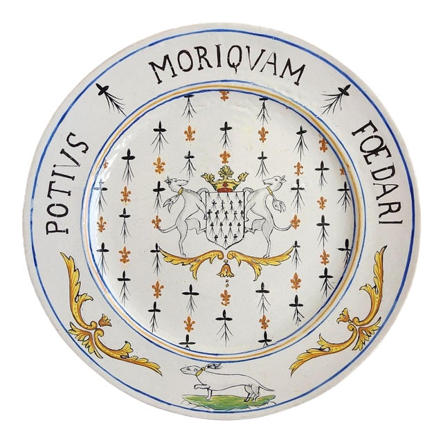 18th Century French Nevers Faience Plate For Sale