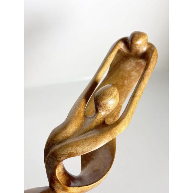 Brown Wooden Sculpture of a Woman and Child, France, 1970 For Sale - Image 10 of 16