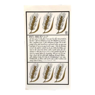 David Goines/Chez Panisse Mid Century Linocut, Out of Print, Rye Bread For Sale