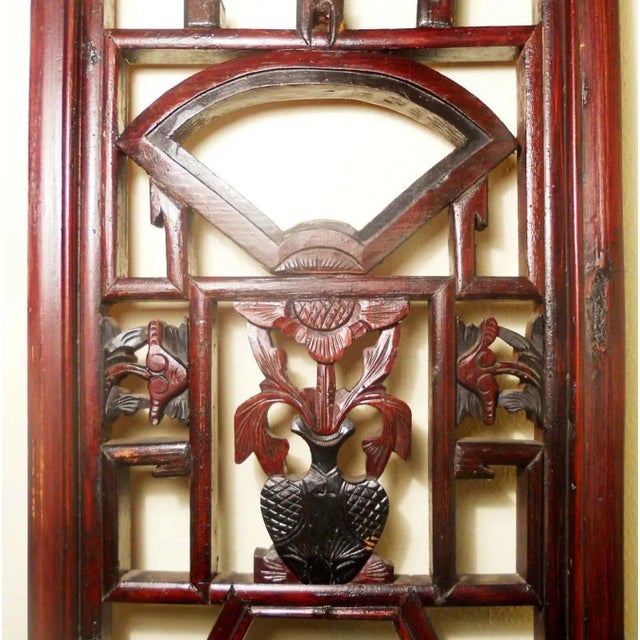 Wood Antique Chinese Screen Panels, Circa 1800-1849 - A Pair For Sale - Image 7 of 11