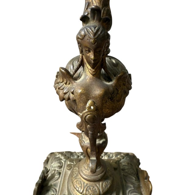 1940s Brass Candelabra Pair With Five Arm Design in Rococo Style For Sale In Tampa - Image 6 of 12