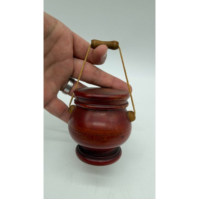 Farmhouse A Fine Antique Pennsylvania Red Painted Turned Folk Art Treenware Container, Circa 1910's For Sale - Image 3 of 12